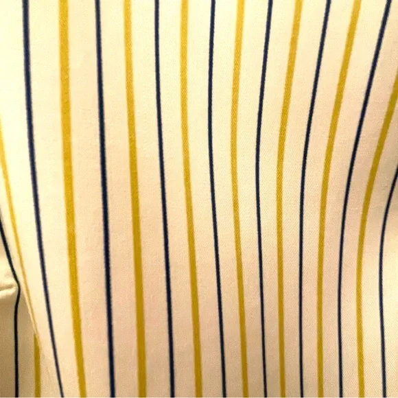 Massimo Dutti Striped Blouse Ruffle Sleeves in Chartreuse White and Blue Size 6 - Picture 6 of 7